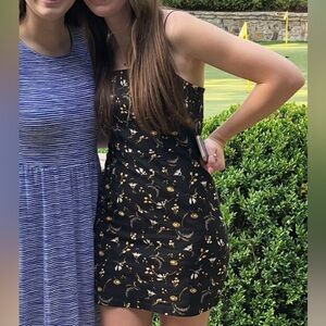 Urban Outfitters Black and Yellow Floral Mini Dress